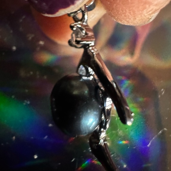 Genuine Tahitian pearl set 9-10mm silver plated pendant - Picture 2 of 2